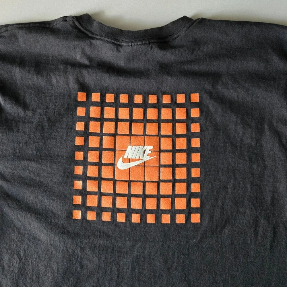 Nike Graphic‎ T Shirt Mens Large Black Orange Swoosh Just Do It Casual Tee